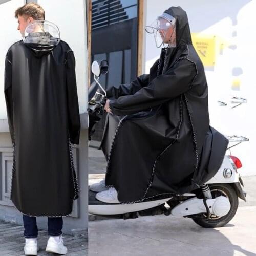 Hooded Rain Poncho Waterproof Windbreaker Women Raincoat Men Black Rain Clothes Covers EVA Rain Jacket Coats Motorcycle Rainwear