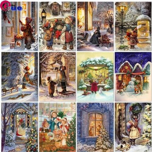 Winter Snow Christmas Scene Diamond Painting Girl Kids Picture 5d Diy Diamond Embroidery Cross Stitch Kit Mosaic Handmade Gift