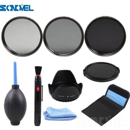 49 52 55 58 62 67 72 77MM Neutral Density Filter Lens Set Kit+Lens hood+Lens cap+Cleaning kit ND2 ND4 ND8 ND 2 4 8 for lenses