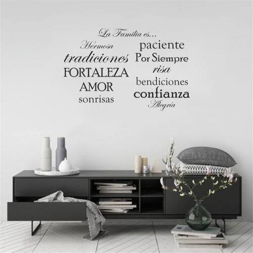 Family Quote Words Wall Sticker La Familia Es Spanish Wall Decal Set Home Decoration Vinyl Art Mural ru4016