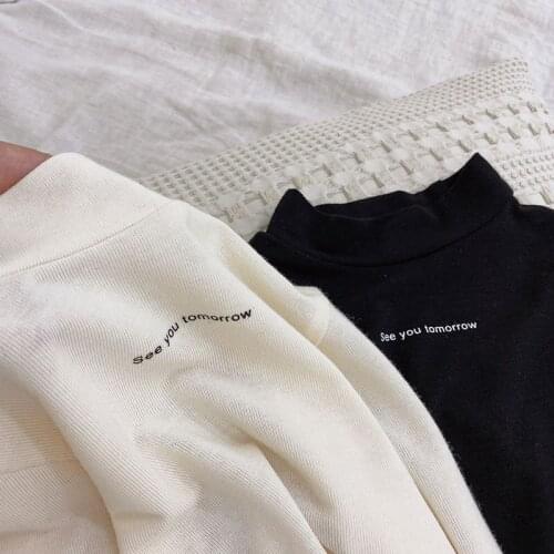 Girls' Autumn New Childrens 2021 Pure Color Half Collar Bottoming Shirt Baby Long Sleeve Top High Elastic Fashion