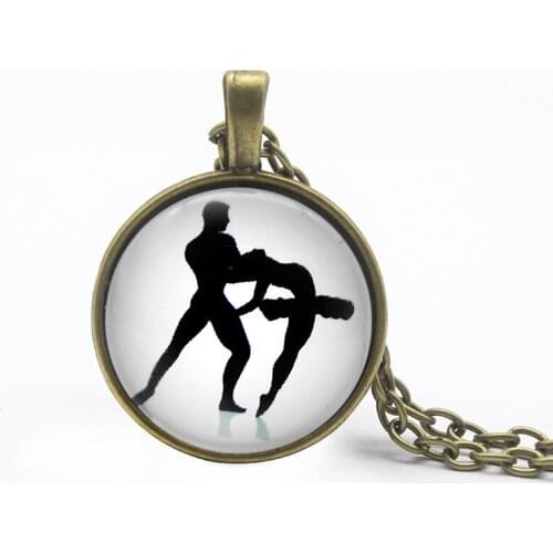 Ballet Dancer Couples Charm Jewelry Ballet Dancers Chain Necklace Cabochon Glass Pendant Necklace Ballet Dancers Souvenir Gifts