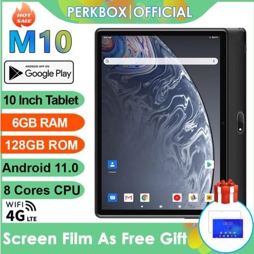 Perkbox Android 10.0 Tablet 10 Inch Octa Core Fast WiFi 6GB RAM 128GB ROM Bluetooth, 5000mAh, Type-C, Google GMS Certified Pad