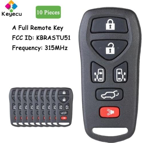 KEYECU 10 Pieces Keyless Remote Key With 6 Buttons 315MHz for Nissan Quest 2004 2005 2006 2007 2008 2009 2010 Fob FCC: KBRASTU51