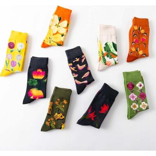 [EIOISAPRA]Colorful Jacquard Funny Socks Women Creative Art Floral Bird College Style Sokken Harajuku Calcetines Divertidos