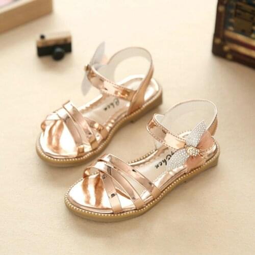 Princess princess sandals 2021 new summer rhinestone childrens shoes childrens shoes, party shoes, sandals, pink gold