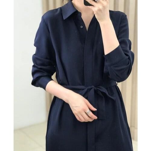 30mm silk dress for womens middle and long, slim and lace up