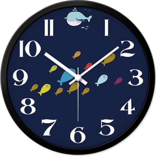 Bedroom ultra-quiet fish childrens room creative clock home wall table