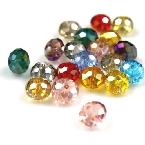 High quality AB Mixed color 3*4MM 4*6MM 6*8MM Rondelle Glass Crystal Stand loose Beads supply bracelet Jewelry DIY Wholesale