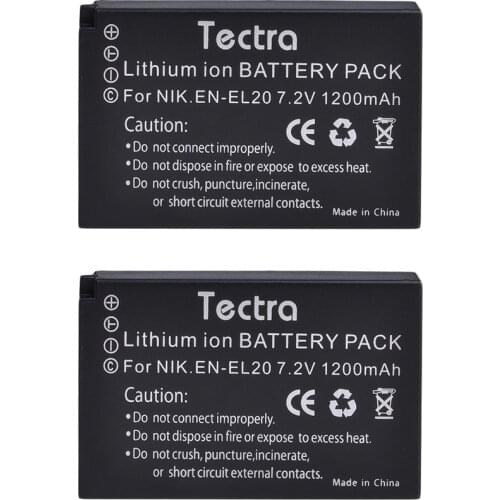 Tectra 2PCS 1200mAh EN-EL20 EN EL20 Li-ion Replacement Battery for Nikon 1 J1 1 J2 1 J3 Nikon 1 S1 1 V3