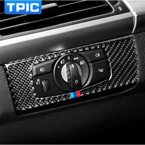 TPIC Car Headlight Adjustment Switch Button Frame Cover Trim Sticker For BMW E70 E71 X5 X6 2008-2013 Auto Inteiror Accessories