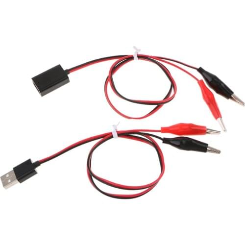 Alligator Clips To USB Male + Alligator Clips To USB Female Test Lead