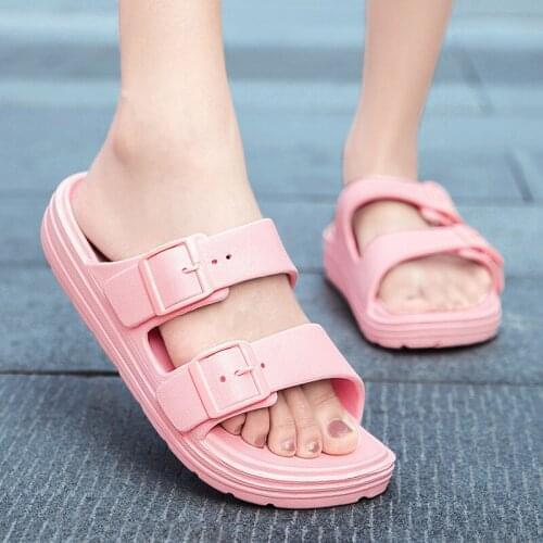 Womens Slippers casual Shoes Breathable sandals Double Buckle Clogs summer slip on women flip flops shoes Sandalias Mujer 2021