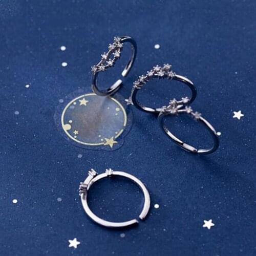 2019 Women 12 Constellation CZ Opening Fashion Jewelry Pure 100% 925 Sterling Silver Finger Rings Best Gift