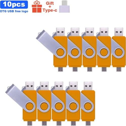 10pcs/lot OTG 3 in 1 type-c Pen Drive Micro Usb Flash Drive 8GB 16GB 64GB Pendrive Micro OTG phone Stick 2.0 32GB USB Free logo