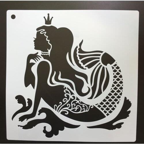 30 * 30cm size Mermaid diy craft mandala mold for painting stencils stamped photo album embossed paper card on wood fabric wall
