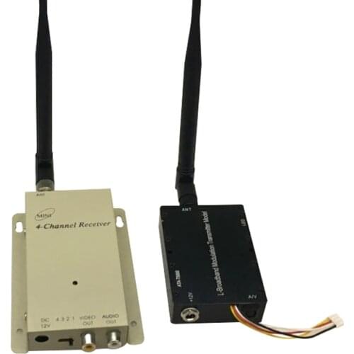 Wireless 1.2G 5W 5000MW 4CH FPV CCTV Audio Video AV Transmitter Receiver+Antenna