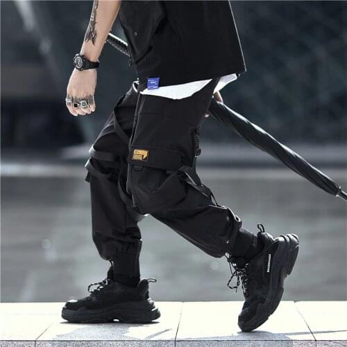 Cyberpunk Techwear Pants with Straps Black Japanese Streetwear Mens Tech Joggers