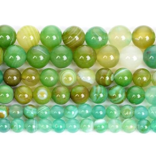 Fruit Green Sardonyx Agate Natural Stone Beads Round Losse Beads For Jewelry Making DIY Bracelets Accessories Beads 6/8/10MM