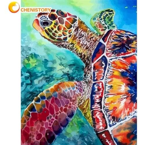 CHENISTORY Sea Turtle Swim In Ocean Oil Painting By Numbers 40x50 Frame HandPainted Modern Home Living Room Wall Decor Crafts