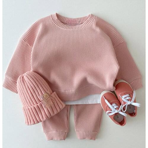 2021 baby casual knitting suit spring and autumn loose sports two sets boy clothing set toddler girl clothes