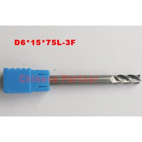 1pc 6mm hrc50 D6*15*D6*75L 3 Flutes end mill for Aluminum milling cutter Tools Carbide CNC Endmill Router bits knife