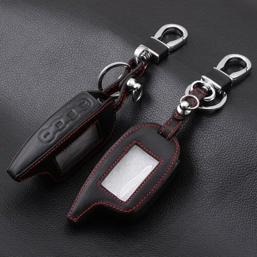 M7 Leather Key Case For Scher Khan Magicar 7 8 9 11 12 Russian Two Way Car Alarm LCD Remote Controller Fob Protector Cover Skin
