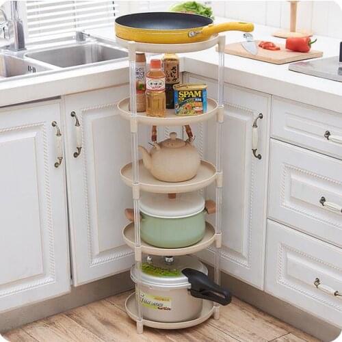 Kitchen Accessories Multi-layer Plastic Floor Pot Shelf Kitchen Organizer Storage Rack