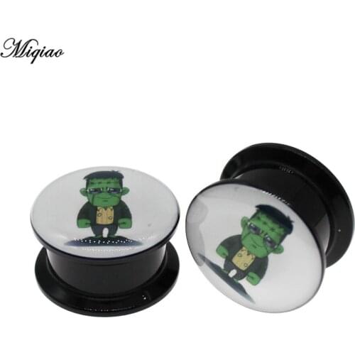 Miqiao 2pcs Hot Sale Explosion Acrylic Hulk Ear Expander Double Horn Threaded Ear Expander Perforated Jewelry