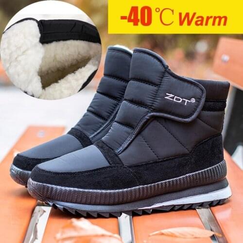 Men boots 2021 winter shoes men ankle boots Waterproof Non-slip warm plush flat men snow boots big size 39 - 45