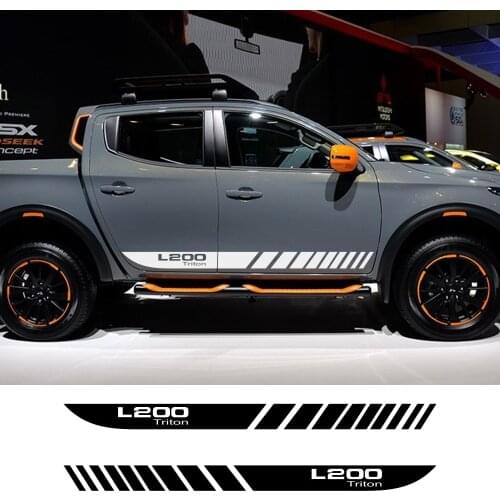 2Pcs Car Long Side Stripes Stickers For Mitsubishi L200 Triton Auto Sports DIY Vinyl Film Styling Decals Car Tuning Accessories
