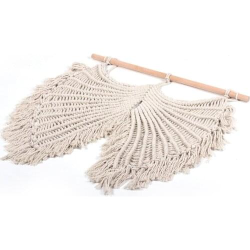 Hotel living room wall art decoration angle wing macrame wall hanging online hot selling