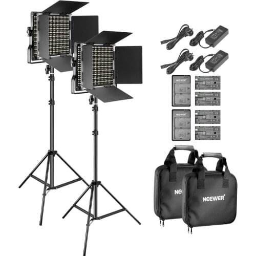 Neewer 2-Pack Bi-Color LED Video Light AU Plug and Stand, Battery and Charger-660 LED, Light Stand for Studio,YouTube Shooting