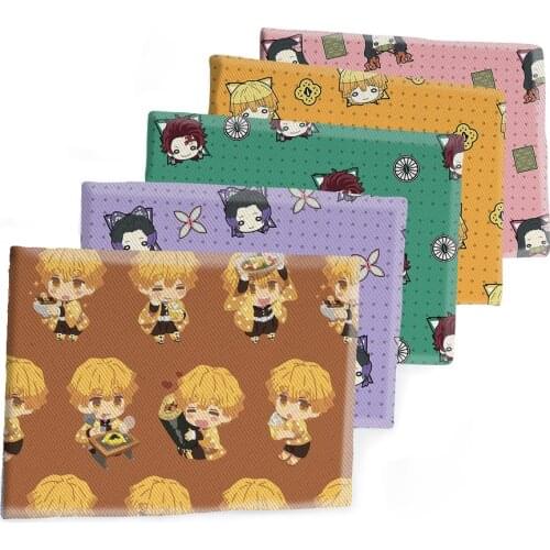 New Japan Anime Kimetsu No Yaiba Fabric Printed Polyester Cotton Twill Fabric Patchwor Printed 50*145CM