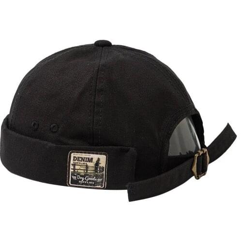 2021 New Men Women Skullcap Sailor Cap Embroidery Warm Rolled Cuff Bucket Cap Brimless Hat Solid Color Adjustable Cotton Hats