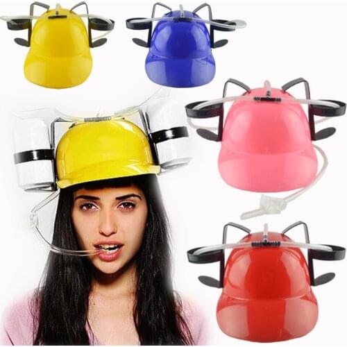 New Women Men Beer Soda Drinks Guzzler Helmet Drinking Hat Caps Black Party Game Hat For Adult