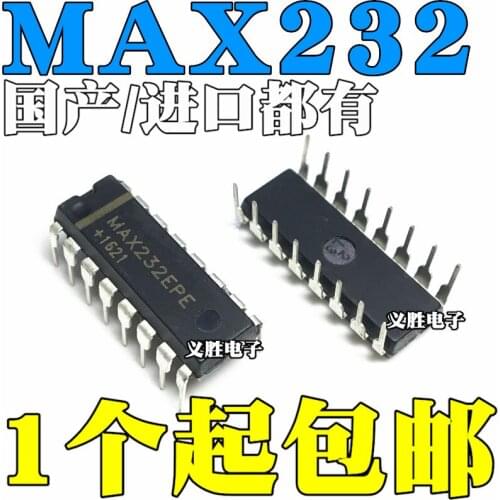 New and original MAX232CPE MAX232EPE DIP16 RS-232Interface IC Convert serial communication chip, upright DIP16 transceiver, inte