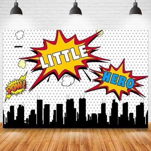 Superhero City Building Super Hero Personalized Backdrop Photocall Baby Shower Photo Boys Birthday Party Photography Backgrounds