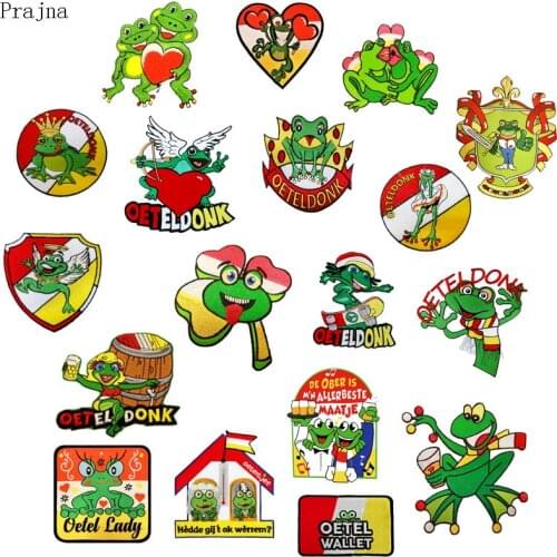 Prajna Frog Embroidered Patches Oeteldonk Emblem Full Embroidered Frog Carnival for Netherland Patches Iron on Stripe on Clothes