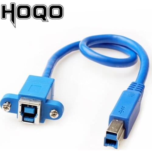 Straight USB 3.0 B Extension Cable Panel Mount for PC Sync Date Charge 90 Degree USB Type_B Male to Female Extension Cord