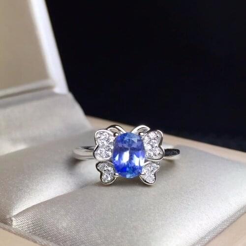 Uloveido Butterfly Romantic Ring,Natural Tanzanite Ring,1 carat Gemstone,925 Sterling Silver,Hypoallergenic Fine Jewellery FJ374