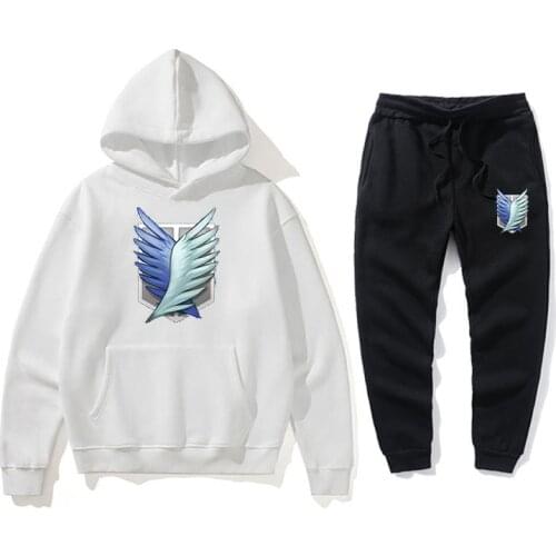 Attack on Titan Sports 2-piece set Japanese manga hot anime pullover top long sleeve + sports pants hip hop sports suit