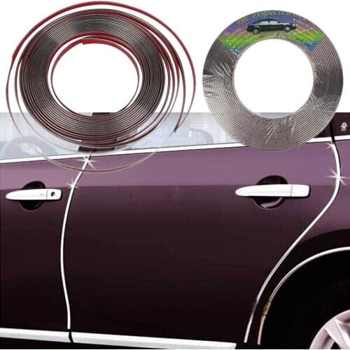 Styling Moulding Trim Strip Silver Color Decorative Line Moulding Strips Tape Protective Car Sticker 6mm 8mm 10mm 12mm 15mm 20mm
