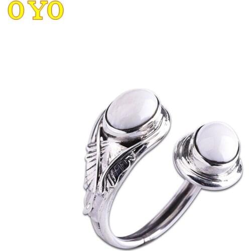 Jewelry manufacturers selling 925 sterling silver Thai silver refined ladys white jade ring opening a undertakes
