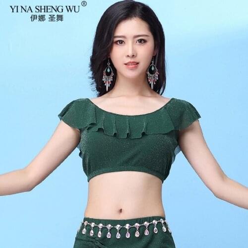 Belly Dance Costume Women Sexy Silver Net Halter T-Shirt Oriental Dance Practice Tops Women Belly Dance Tranning Clothing New