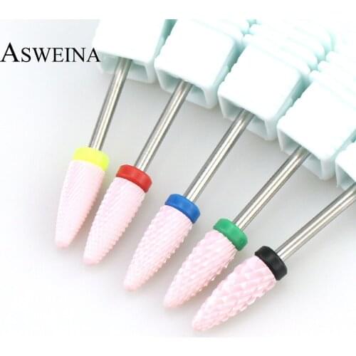 1pc Ceramic Nail Drill Pink Rotary Bits Bullet Shape Electric Manicure Machine Files Cuticle Clean Burr Gel Polish Remove Tools