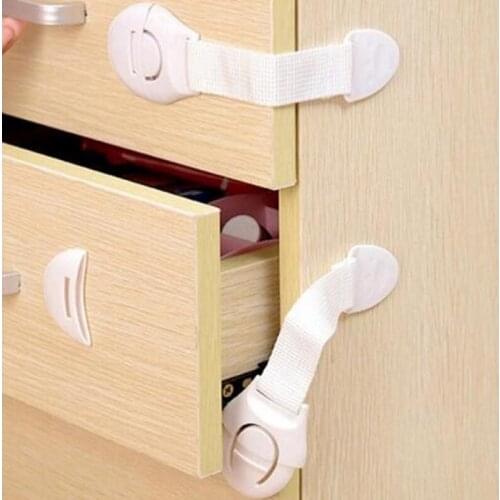 10 Pieces Straps Children Safety Locks and Long Drawer Door Cabinets Child Protection Lock with Safety Locks Plastic