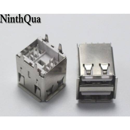 10pcs USB Type A Female Socket Connector Welding 180 Degrees Double Straight Pin Plug Jack DIY Connectors