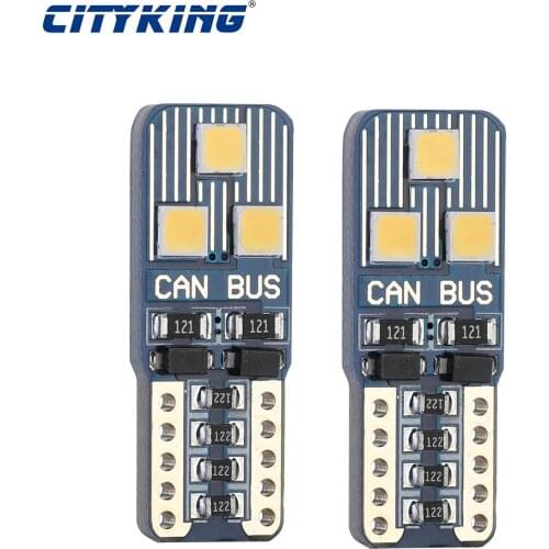 10x T10 LED Bulbs W5W Canbus 3030 LED 6SMD 6000K White Car Interior Reading Light Wedge Side License Plate 5W5 LED Free Error