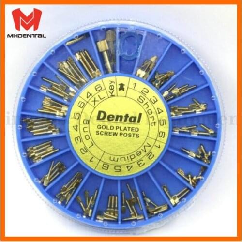 120pcs/box Dentist Conical Screw Posts Kits Dental Material Gold Plated implant post